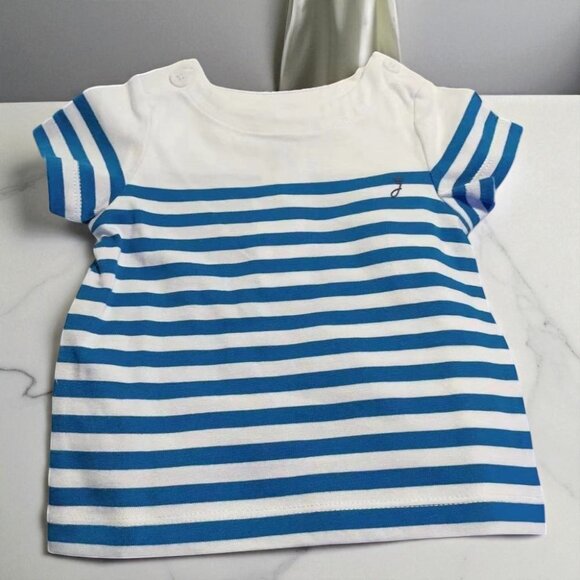 NWT Jacadi 100% Cotton Short Sleeve Blue Stripe - Picture 2 of 7